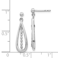 14k White Gold Diamond Teardrop Post Earrings - 3