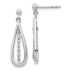 14k White Gold Diamond Teardrop Post Earrings - 3