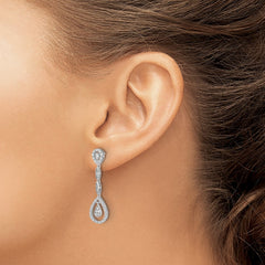 14k White Gold Teardrop Diamond Dangle Earrings - 2