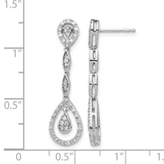 14k White Gold Teardrop Diamond Dangle Earrings - 2