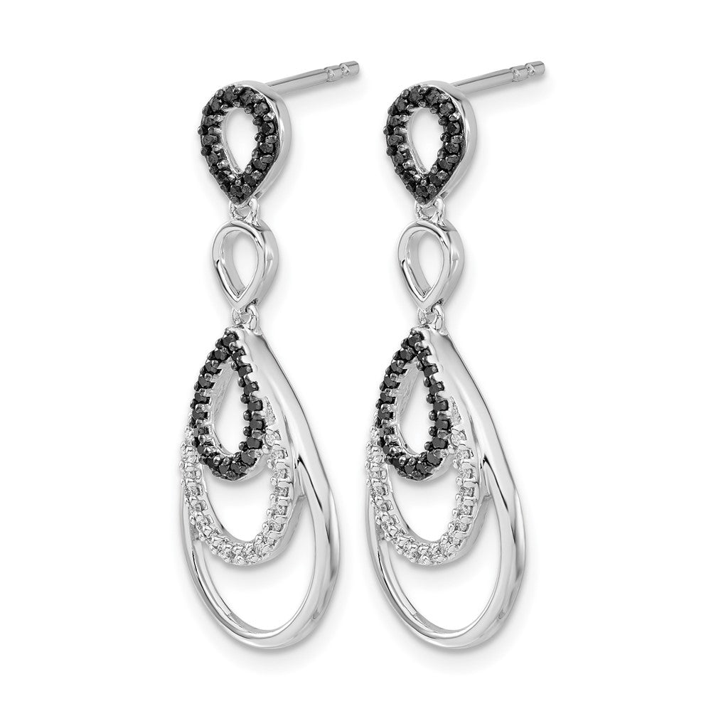 14k White Gold Black and White Diamond Post Earrings