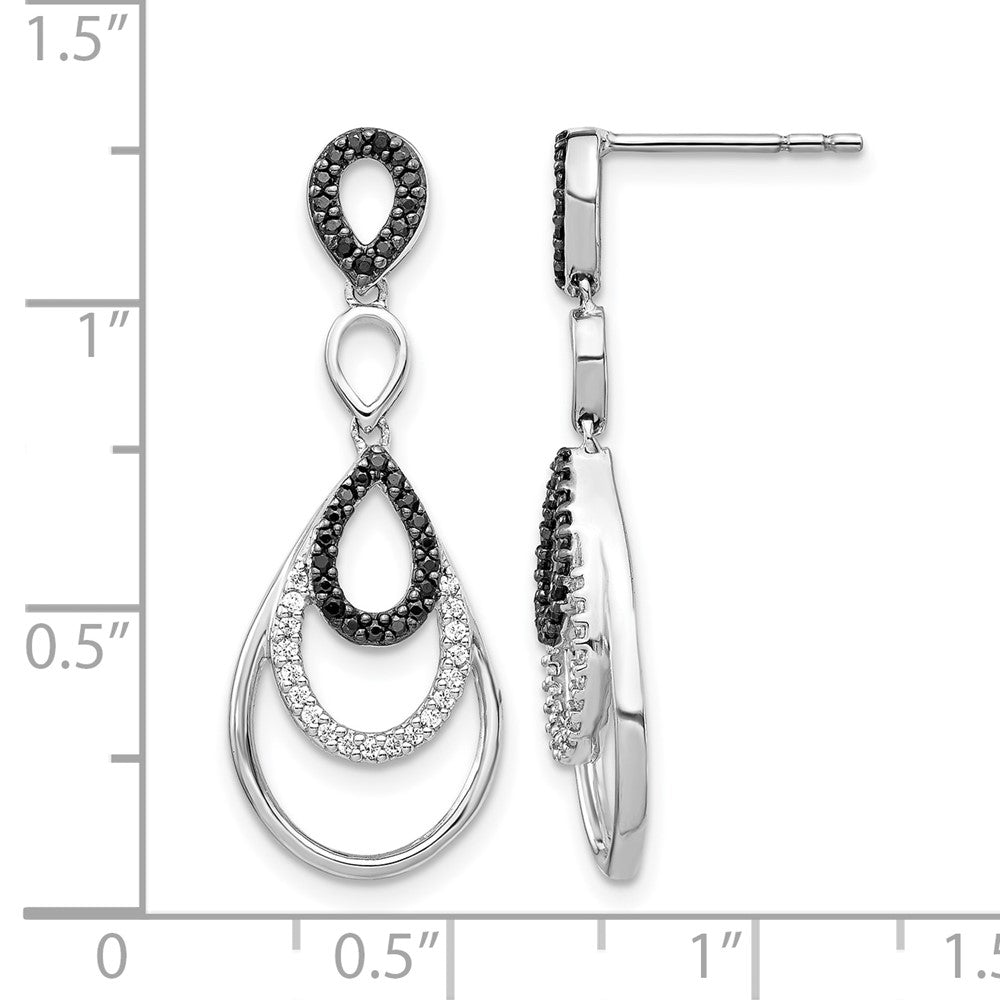 14k White Gold Black and White Diamond Post Earrings