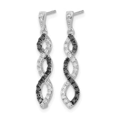 14k White Gold Black and White Diamond Twisted Post Earrings