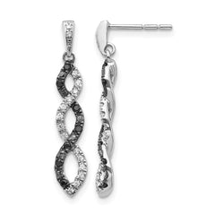 14k White Gold Black and White Diamond Twisted Post Earrings
