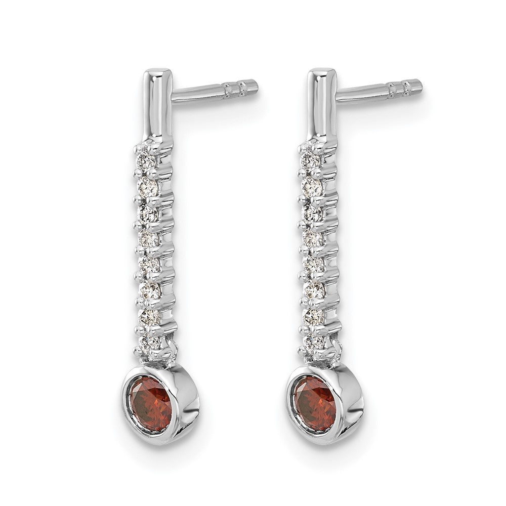 14k White Gold Red/White Diamond Earrings