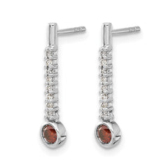 14k White Gold Red/White Diamond Earrings