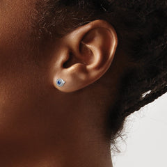 14k White Gold Diamond and Sapphire Halo Post Earrings