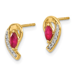 14k Diamond and Ruby Earrings