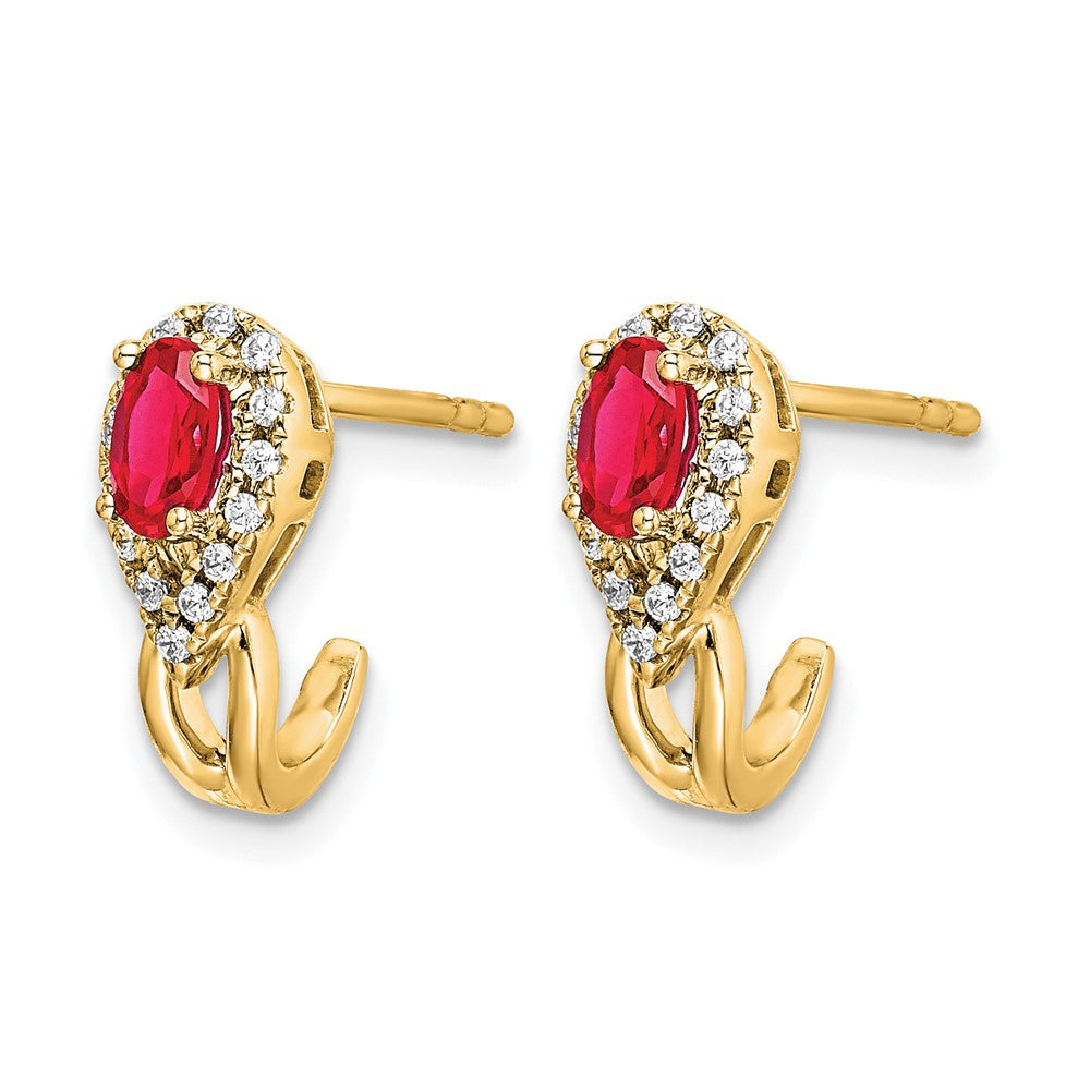 14k Diamond and Ruby Earrings - 2