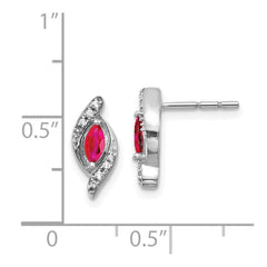 14k White Gold Diamond and Ruby Earrings - 3
