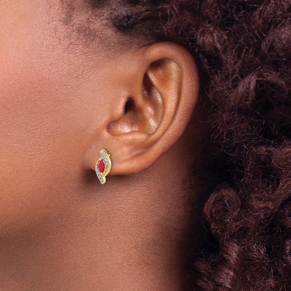 14k Diamond and Ruby Earrings