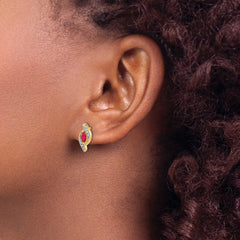 14k Diamond and Ruby Earrings
