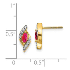 14k Diamond and Ruby Earrings