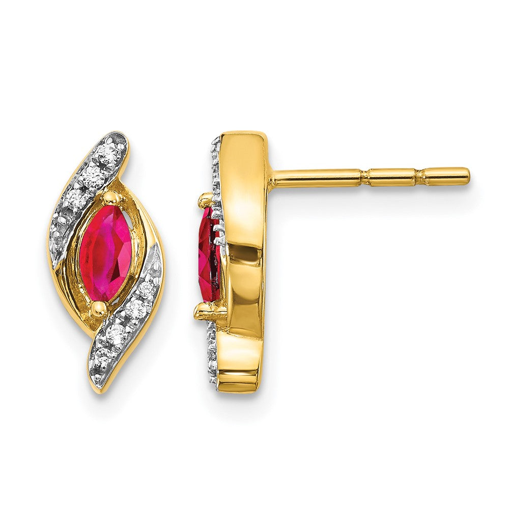 14k Diamond and Ruby Earrings - 3