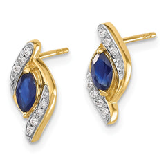 14k Yellow Gold Diamond and Sapphire Earrings