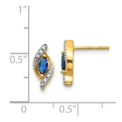 14k Yellow Gold Diamond and Sapphire Earrings