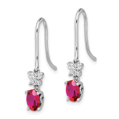 14k White Gold Diamond and Oval Ruby Earrings