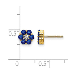 14k and Rhodium Sapphire and Diamond Post Earrings