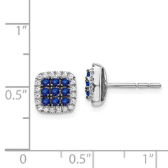 14k White Gold Diamond and Sapphire Post Earrings
