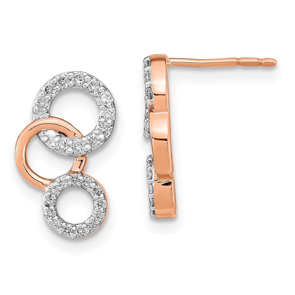 14k Rose Gold Diamond Circles Post Earrings