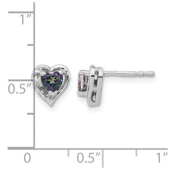 14k White Gold Mystic Fire Topaz and Diamond Heart Earrings