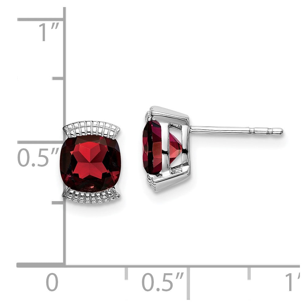 14k White Gold Garnet Post Earrings - 2