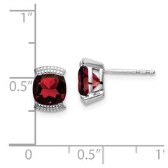 14k White Gold Garnet Post Earrings - 2