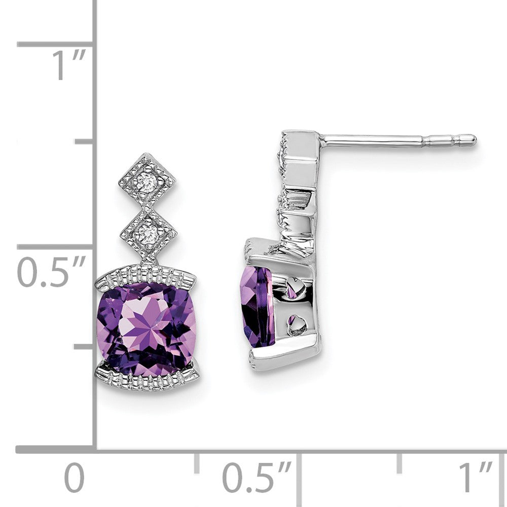 14k White Gold Amethyst and Diamond Earrings