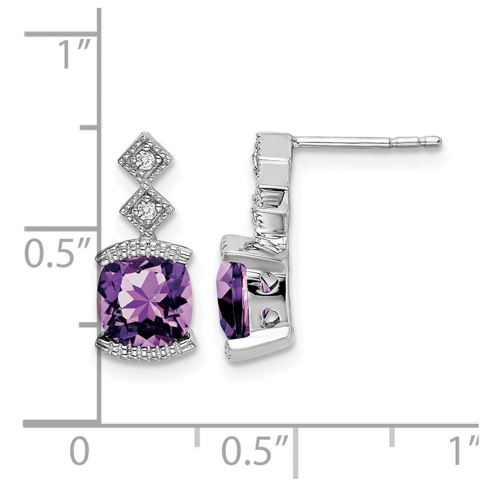 14k White Gold Amethyst and Diamond Earrings - 2