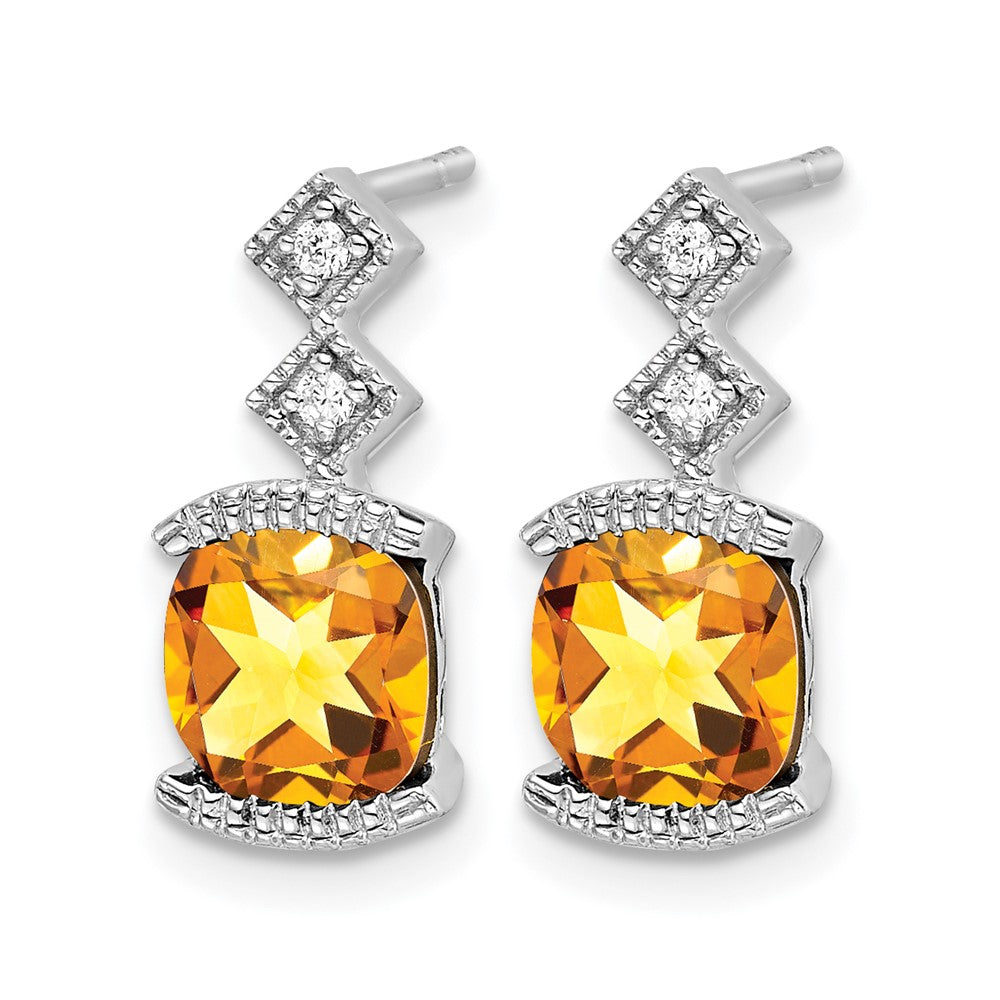 14k White Gold Citrine and Diamond Earrings