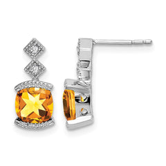 14k White Gold Citrine and Diamond Earrings