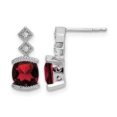 14k White Gold Garnet and Diamond Earrings - 2