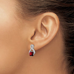 14k White Gold Garnet and Diamond Earrings