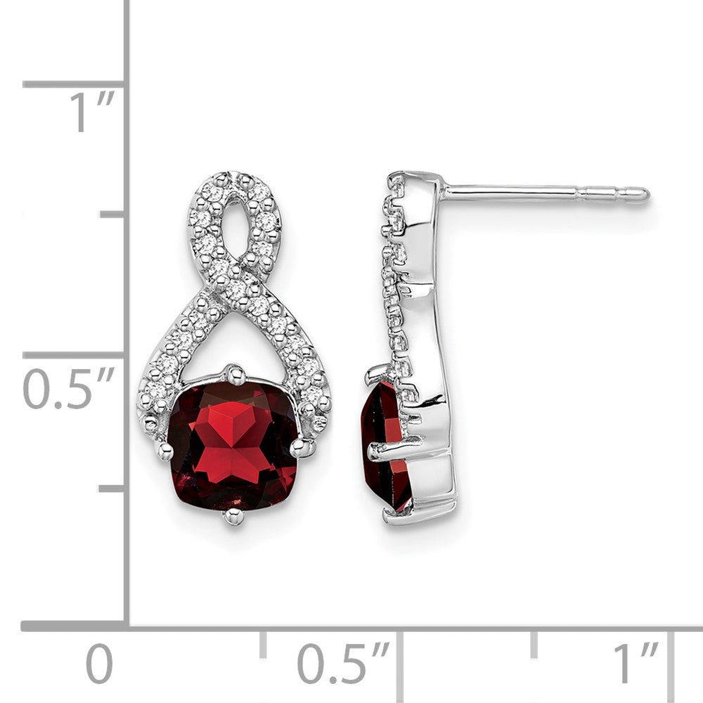 14k White Gold Garnet and Diamond Earrings