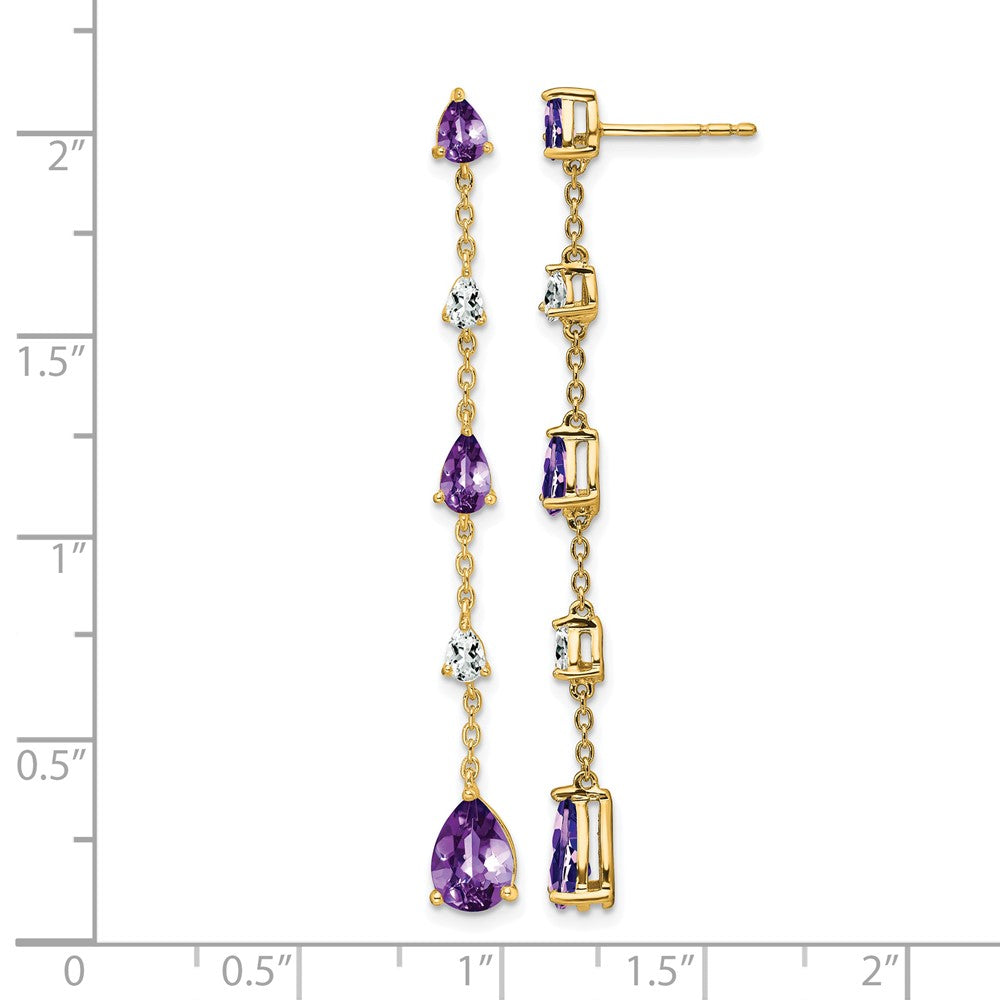 14k Amethyst and White Topaz Dangle Earrings