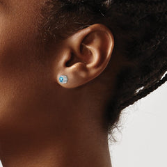 14k White Gold Cushion Blue Topaz and Diamond Earrings - 2