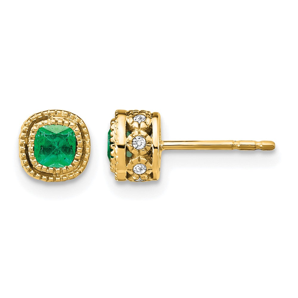 14k Emerald and Diamond Earrings - 4