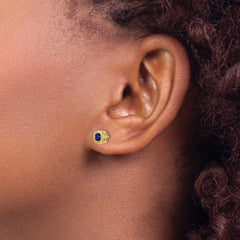 14k Cushion Sapphire and Diamond Earrings