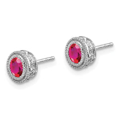 14k White Gold Ruby and Diamond Earrings