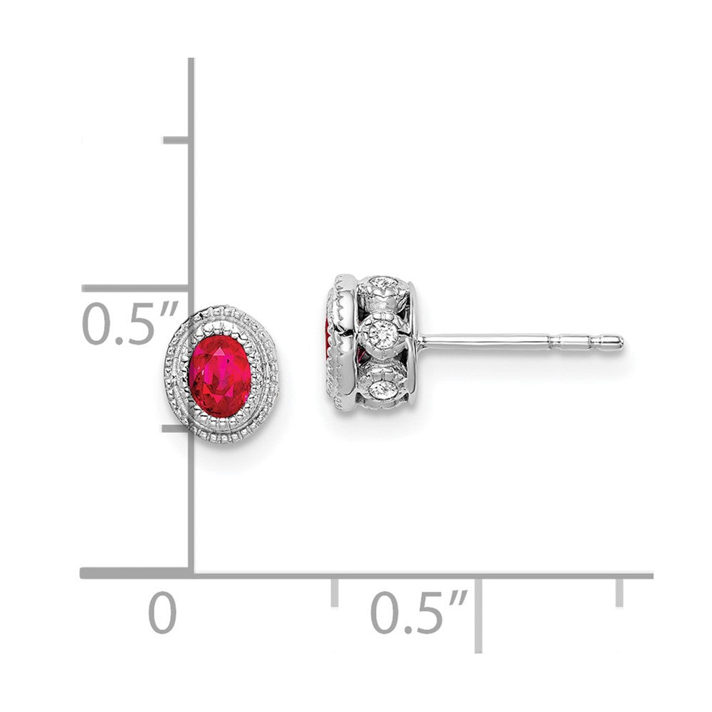 14k White Gold Ruby and Diamond Earrings