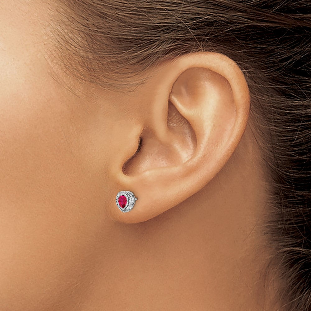 14k White Gold Ruby and Diamond Earrings