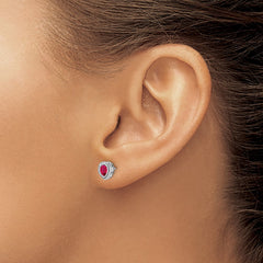 14k White Gold Ruby and Diamond Earrings