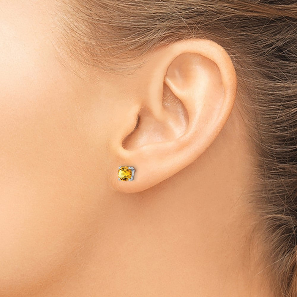14k White Gold Round Citrine Earrings