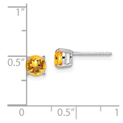 14k White Gold Round Citrine Earrings