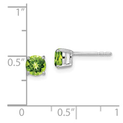 14k White Gold Round Peridot Earrings - 2