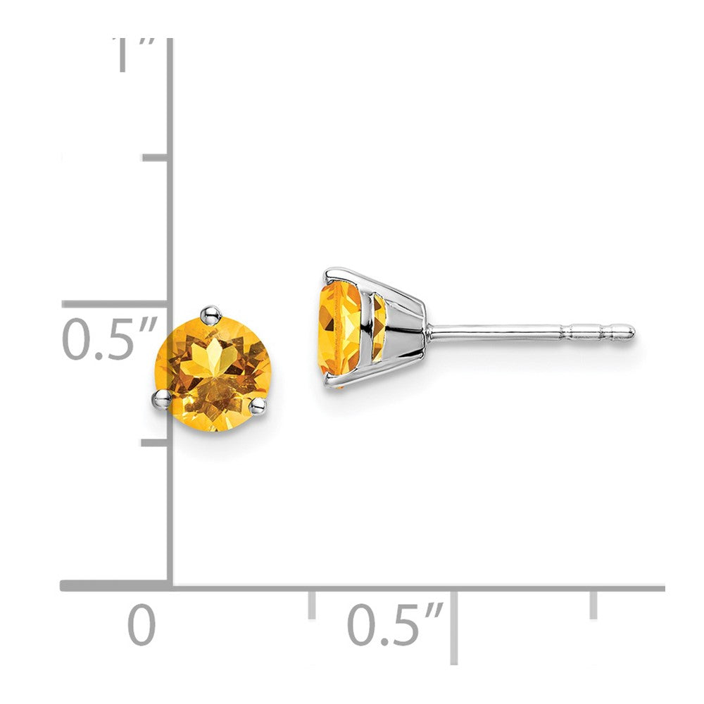 14k White Gold Round Citrine Earrings - 2