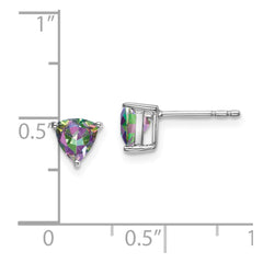 14k White Gold Trillion Mystic Fire Topaz Earrings