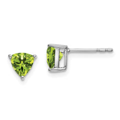 14k White Gold Trillion Peridot Earrings