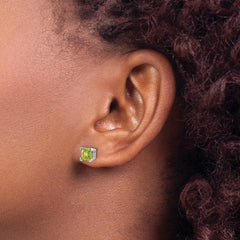 14k White Gold Square Peridot Earrings