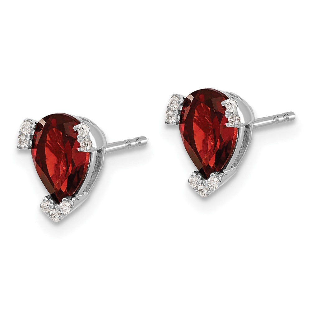 14k White Gold Pear Garnet and Diamond Earrings